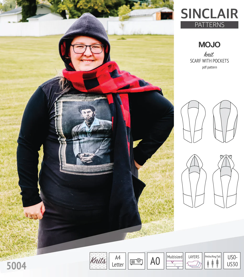 Mojo knit/woven scarf with a hood, a cape, pockets and ears (PDF) - Image 19