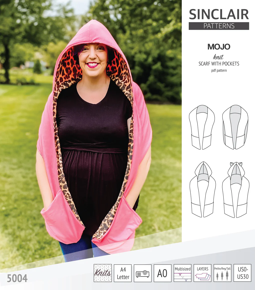 Mojo knit/woven scarf with a hood, a cape, pockets and ears (PDF) - Image 20