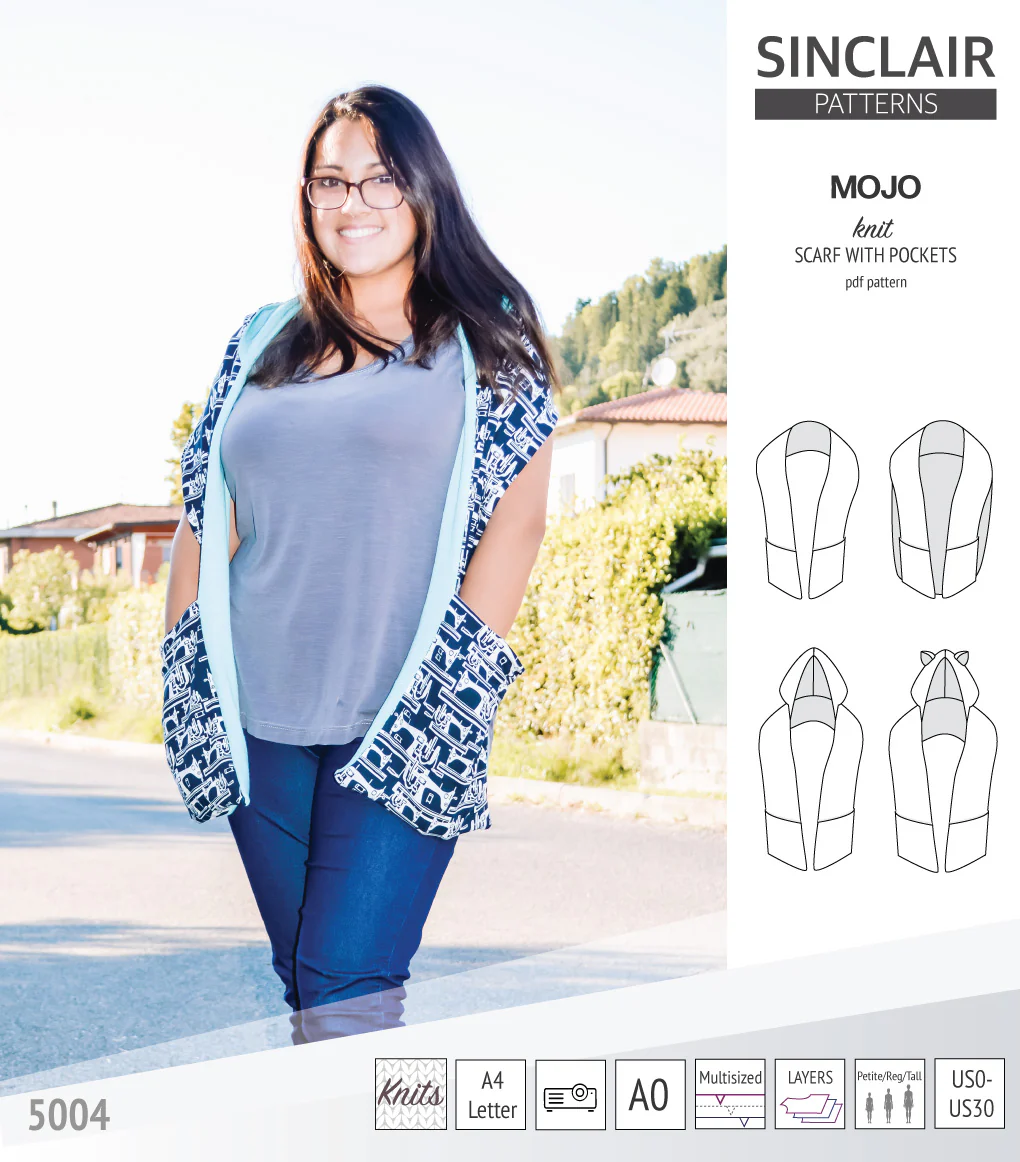 Mojo knit/woven scarf with a hood, a cape, pockets and ears (PDF) - Image 22