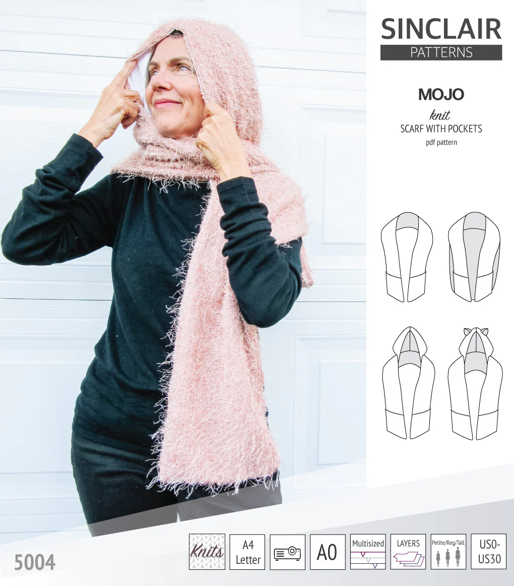 Mojo knit/woven scarf with a hood, a cape, pockets and ears (PDF) - Image 23