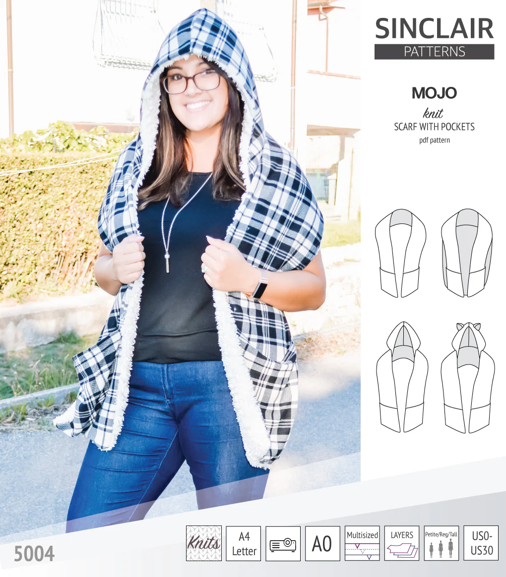Mojo knit/woven scarf with a hood, a cape, pockets and ears (PDF) - Image 25
