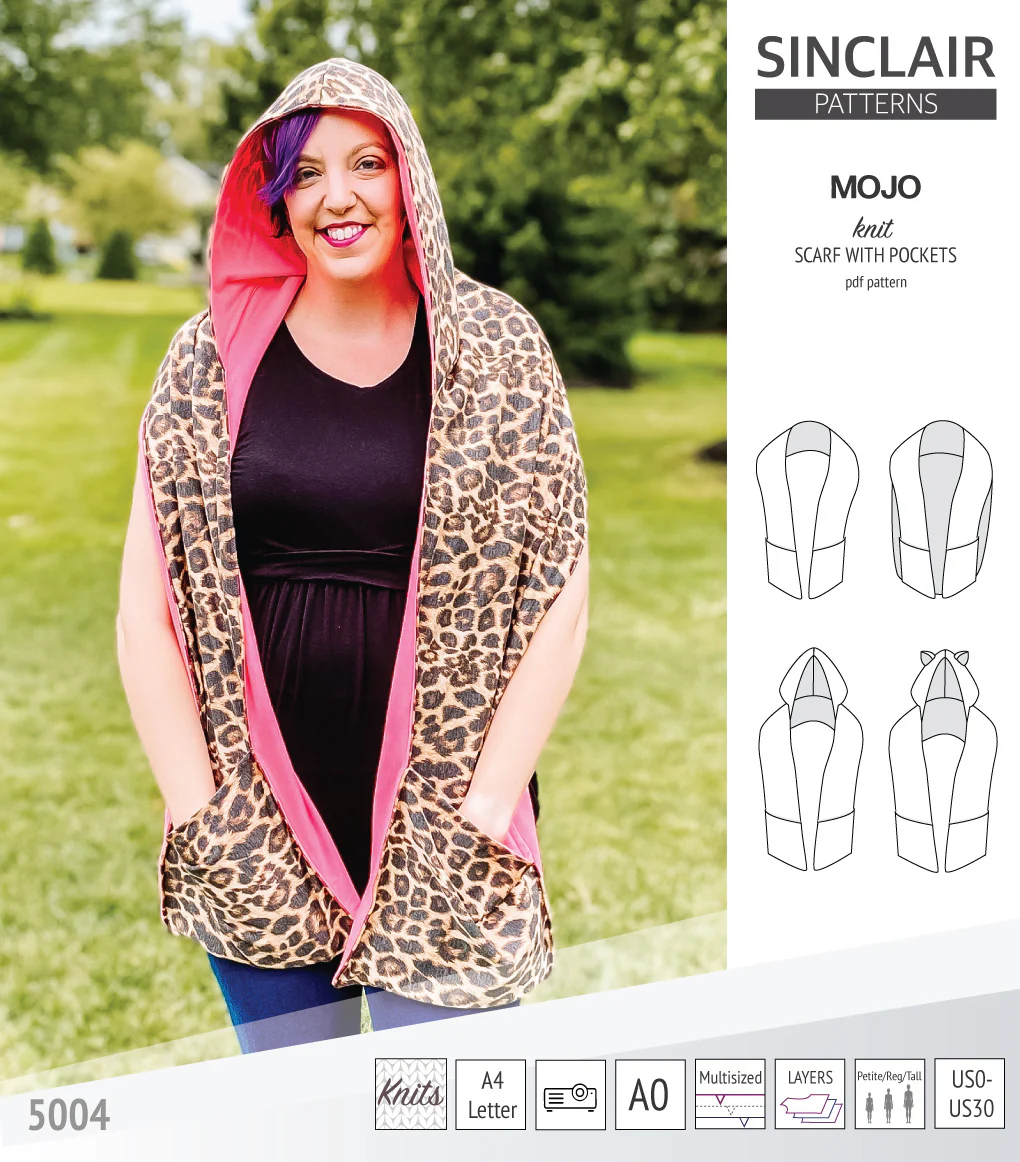 Mojo knit/woven scarf with a hood, a cape, pockets and ears (PDF) - Image 26