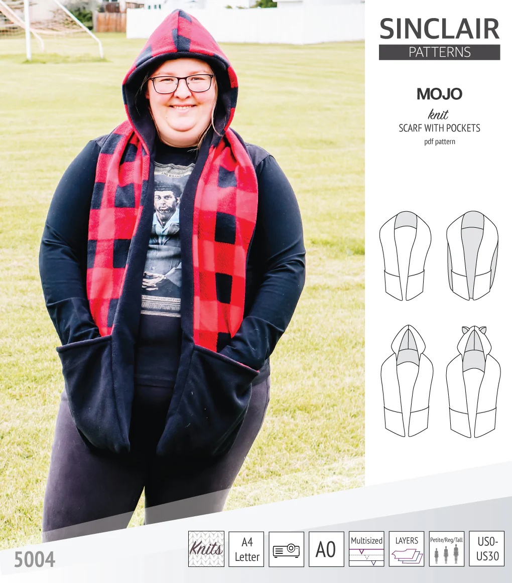 Mojo knit/woven scarf with a hood, a cape, pockets and ears (PDF) - Image 27