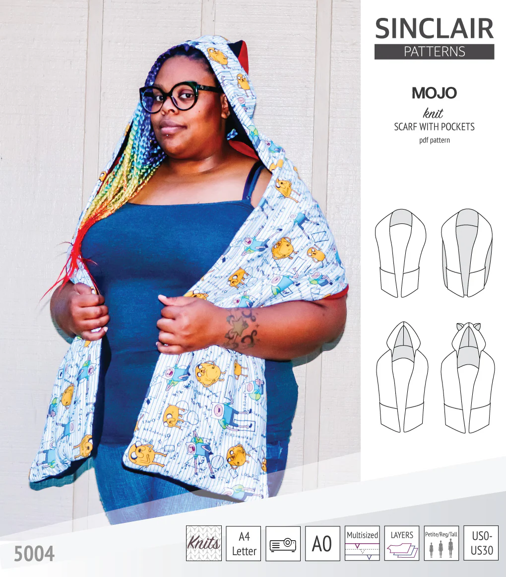 Mojo knit/woven scarf with a hood, a cape, pockets and ears (PDF) - Image 28