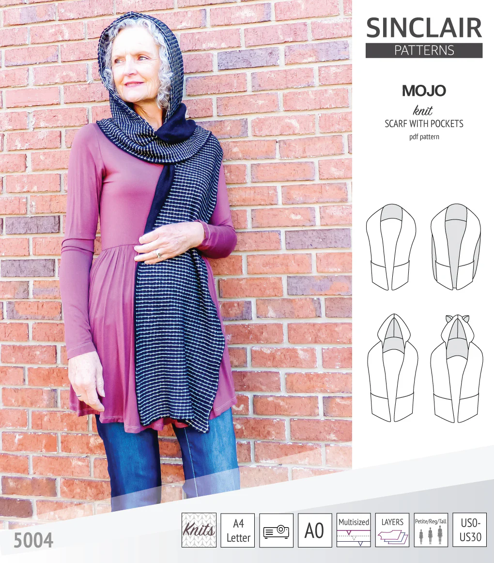Mojo knit/woven scarf with a hood, a cape, pockets and ears (PDF) - Image 31
