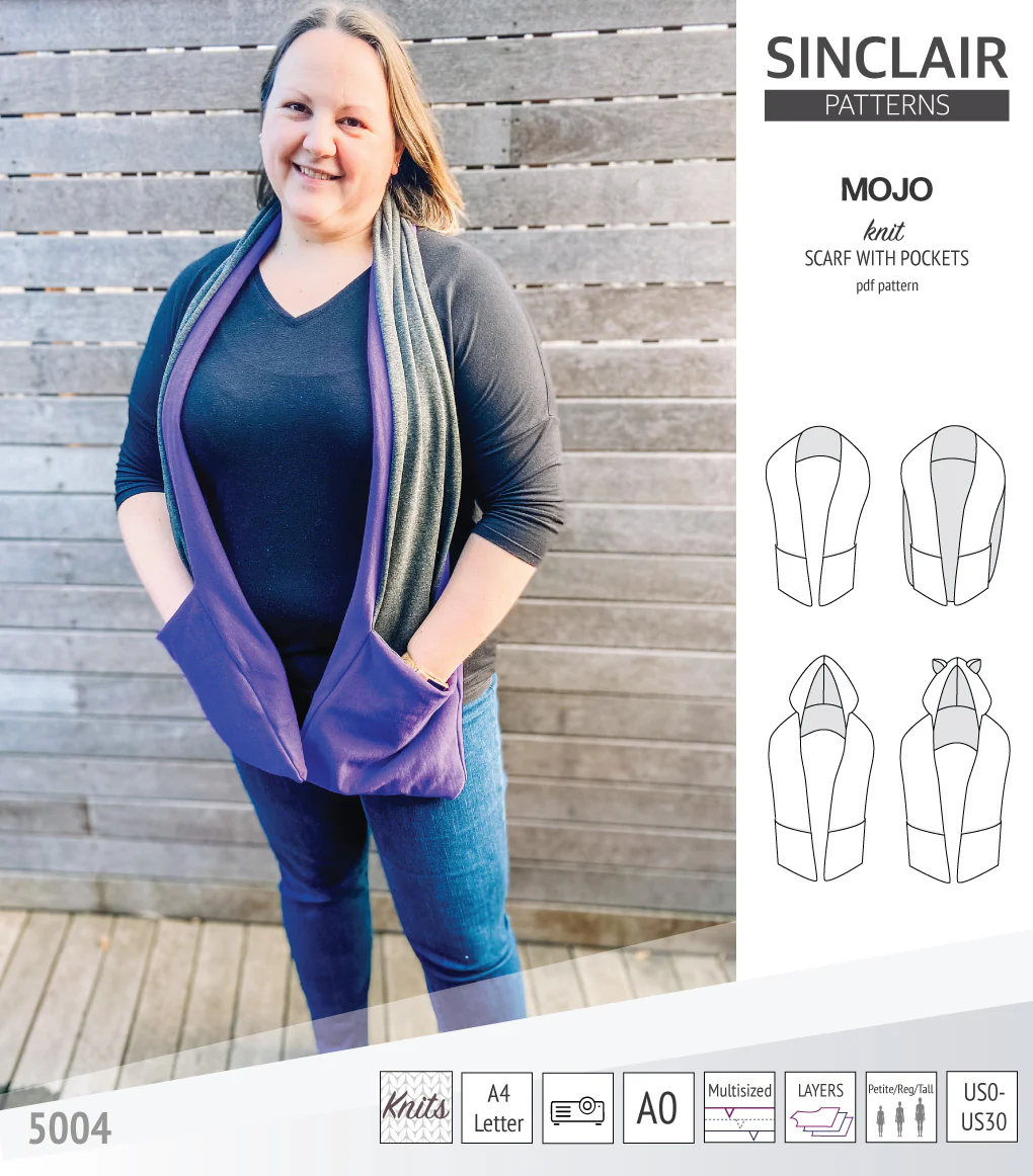 Mojo knit/woven scarf with a hood, a cape, pockets and ears (PDF) - Image 33