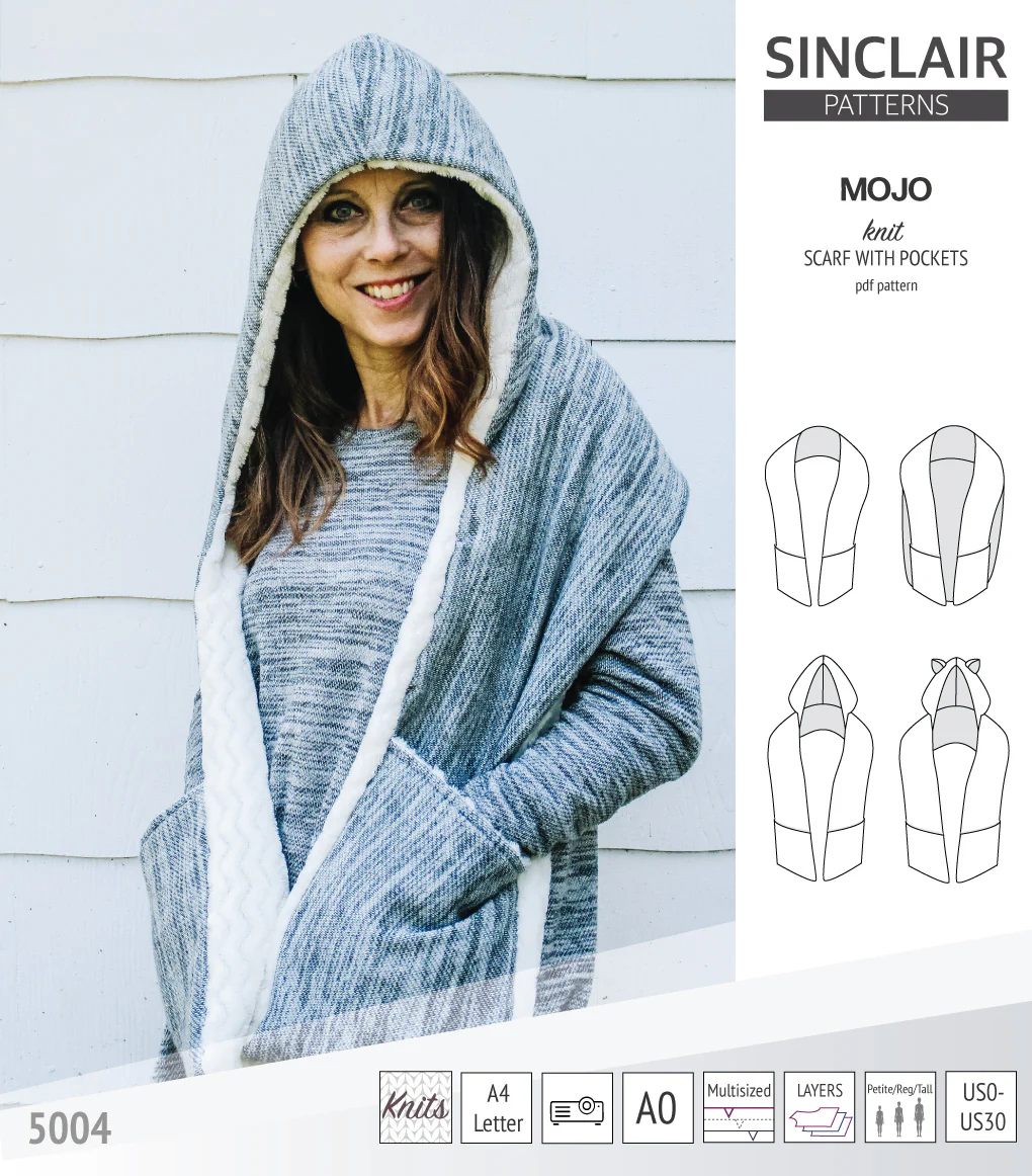 Mojo knit/woven scarf with a hood, a cape, pockets and ears (PDF) - Image 34
