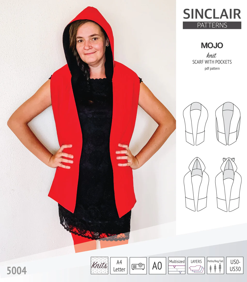 Mojo knit/woven scarf with a hood, a cape, pockets and ears (PDF) - Image 35