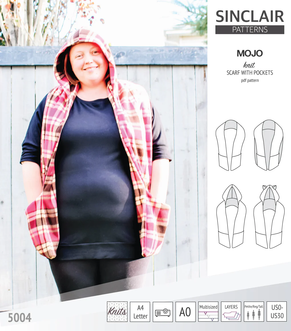 Mojo knit/woven scarf with a hood, a cape, pockets and ears (PDF) - Image 37