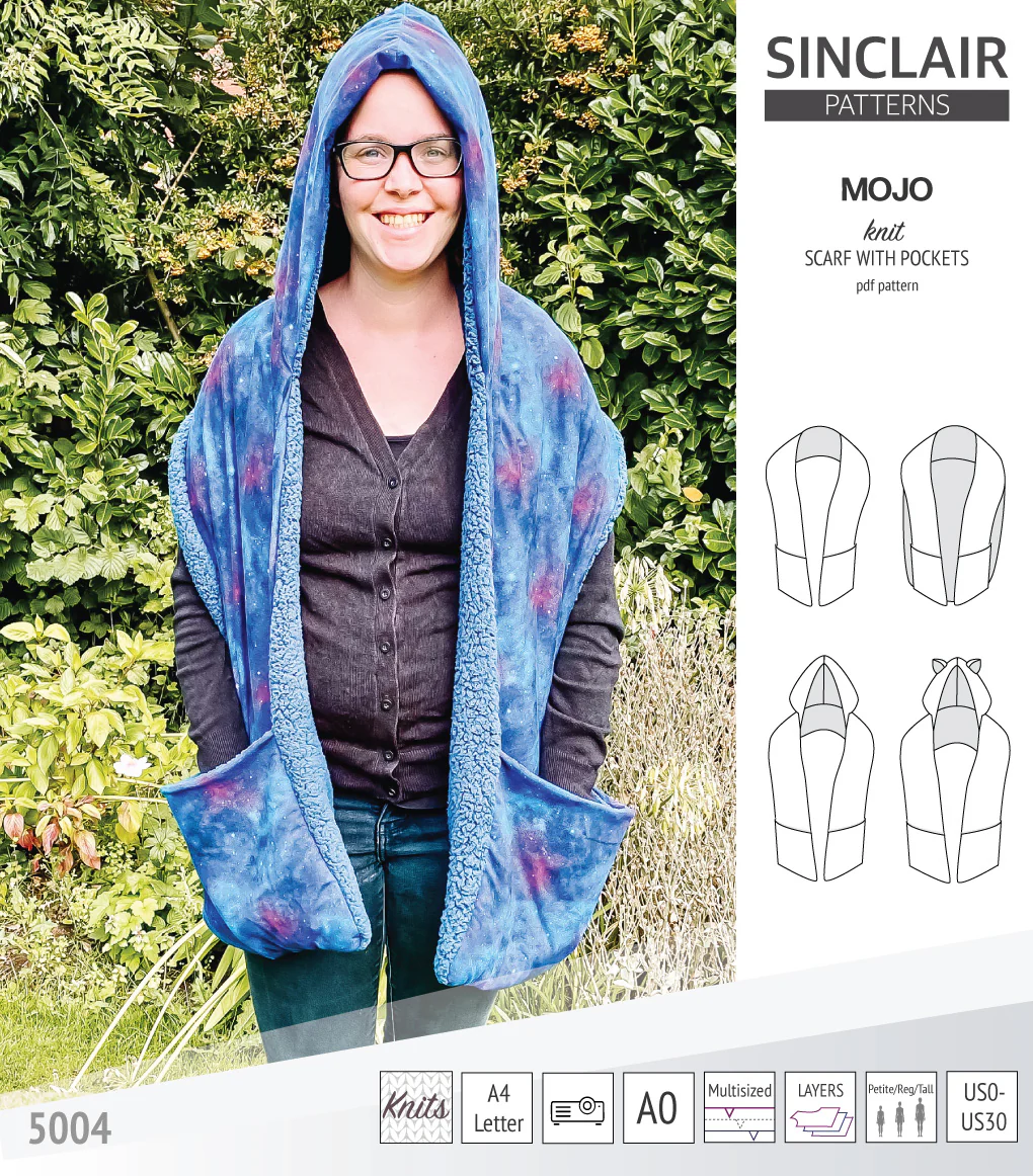 Mojo knit/woven scarf with a hood, a cape, pockets and ears (PDF) - Image 39