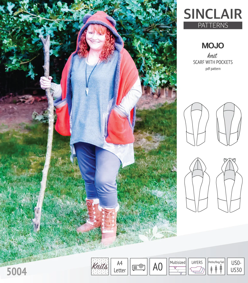 Mojo knit/woven scarf with a hood, a cape, pockets and ears (PDF) - Image 40