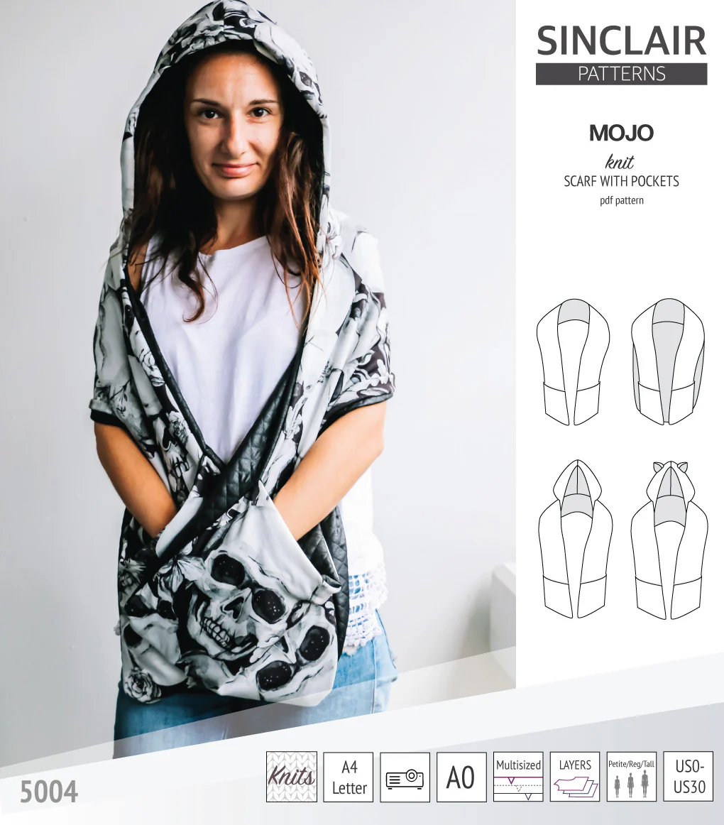 Mojo knit/woven scarf with a hood, a cape, pockets and ears (PDF) - Image 42