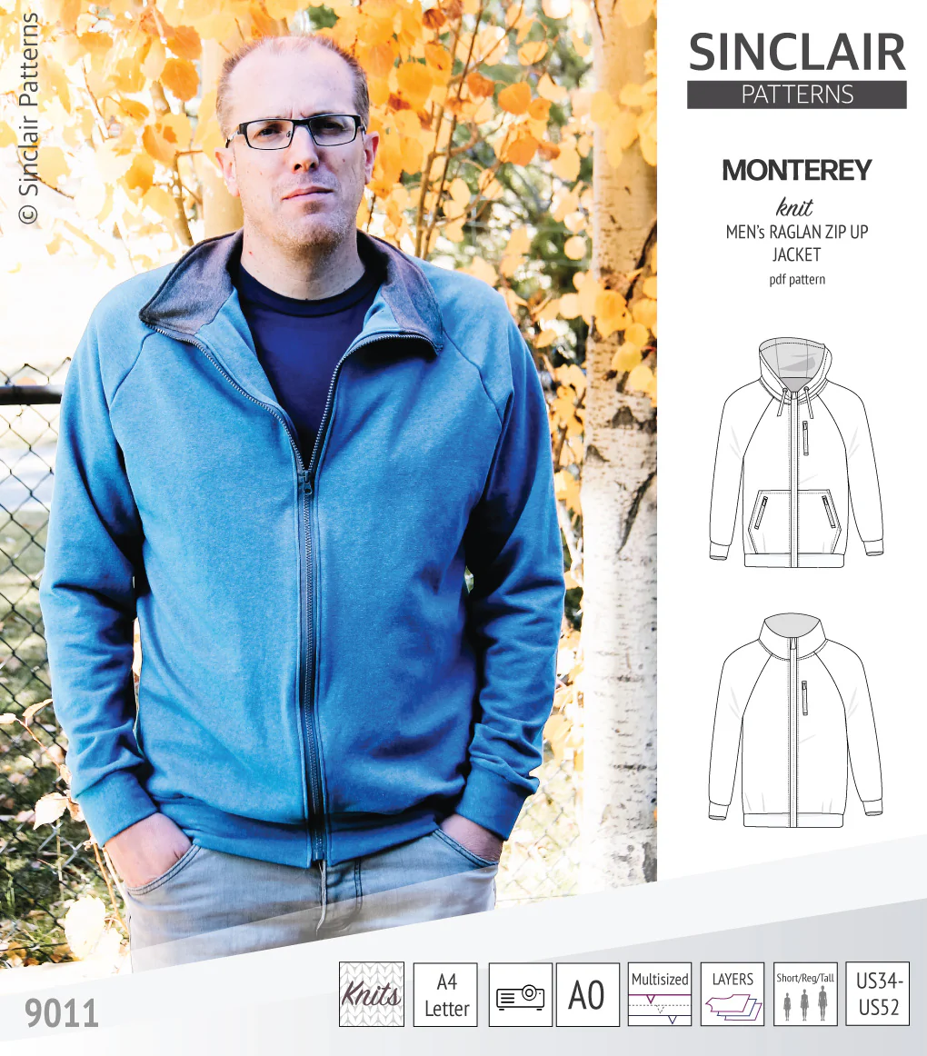 Monterey zippered knit raglan jacket for men (PDF) - Image 26