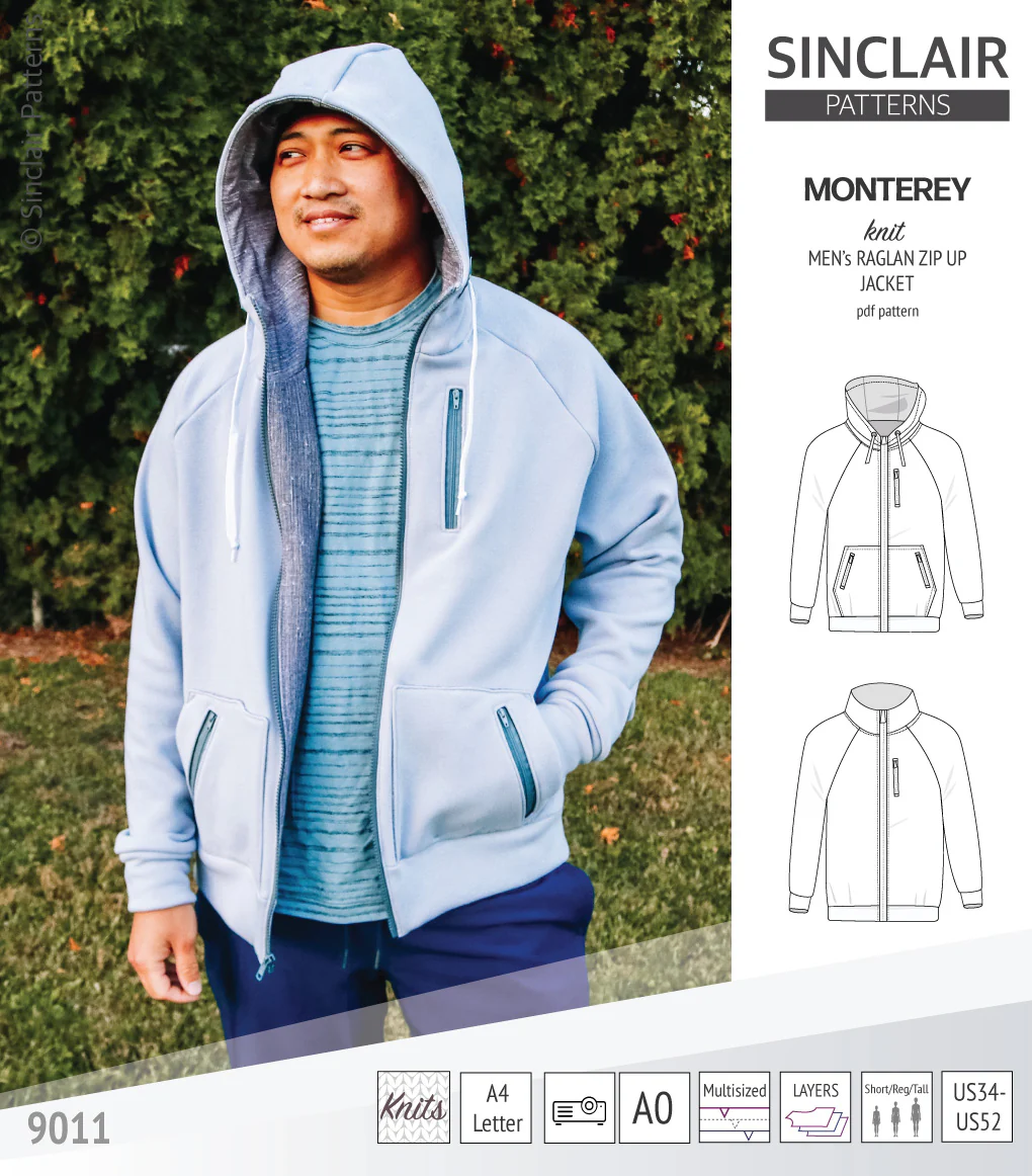 Monterey zippered knit raglan jacket for men (PDF) - Image 5