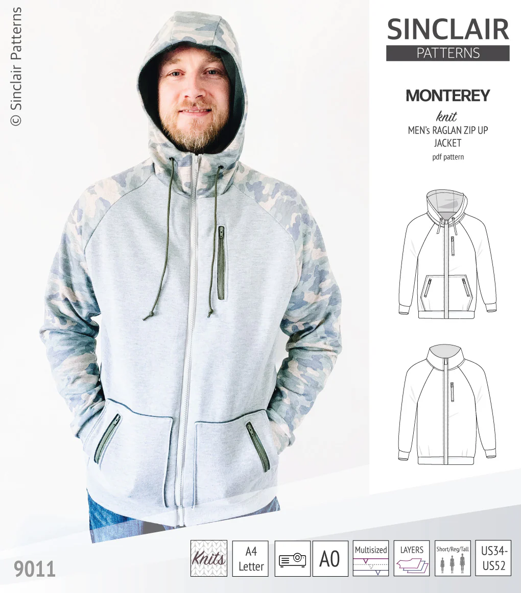 Monterey zippered knit raglan jacket for men (PDF) - Image 7