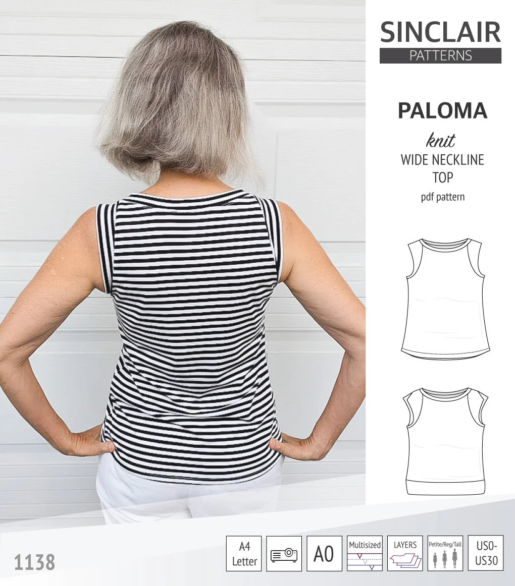 Paloma knit wide neckline tank top (PDF) - Image 5