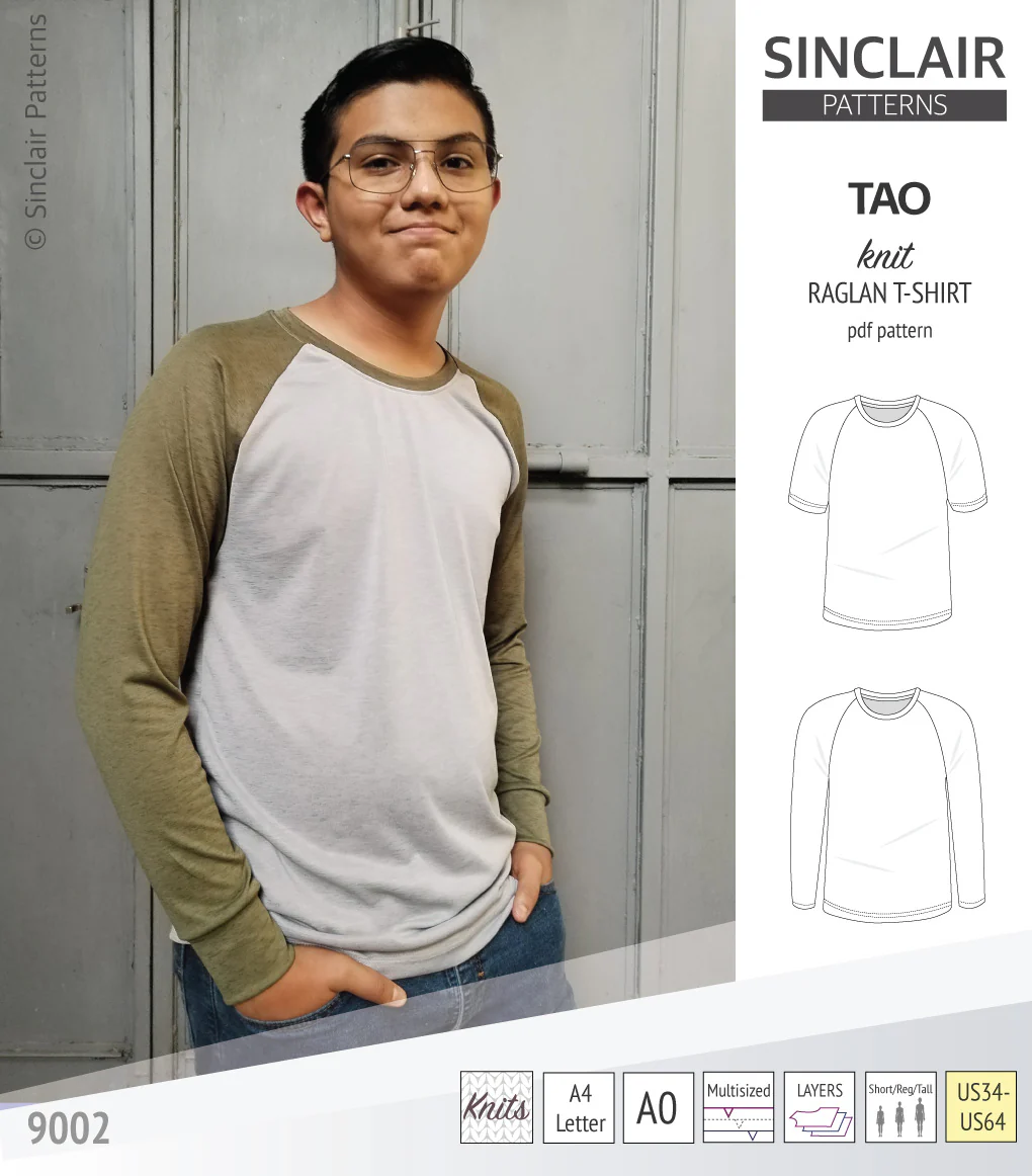 Tao semi fitted classic raglan t-shirt for men (PDF) - Image 14