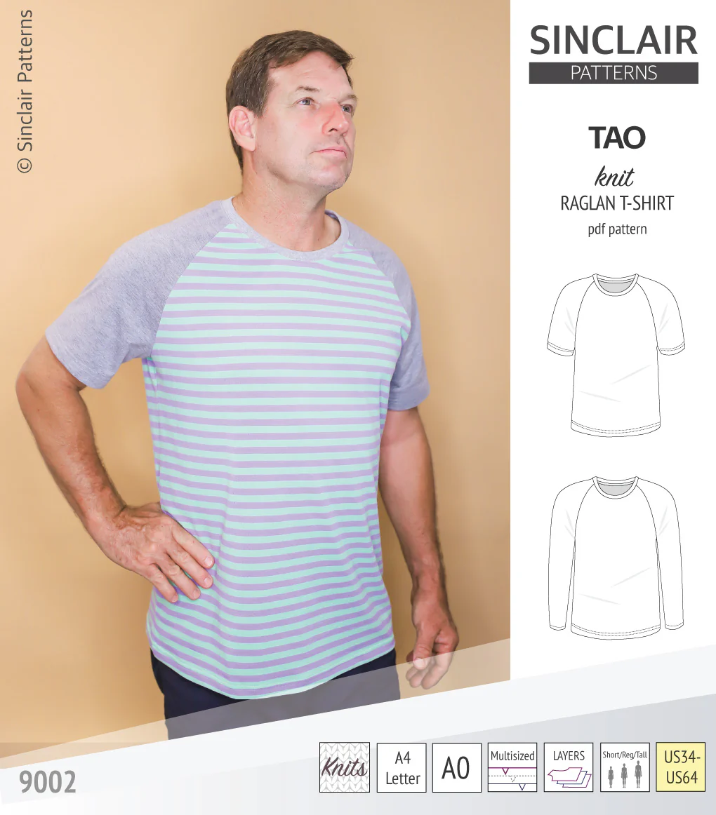Tao semi fitted classic raglan t-shirt for men (PDF) - Image 15