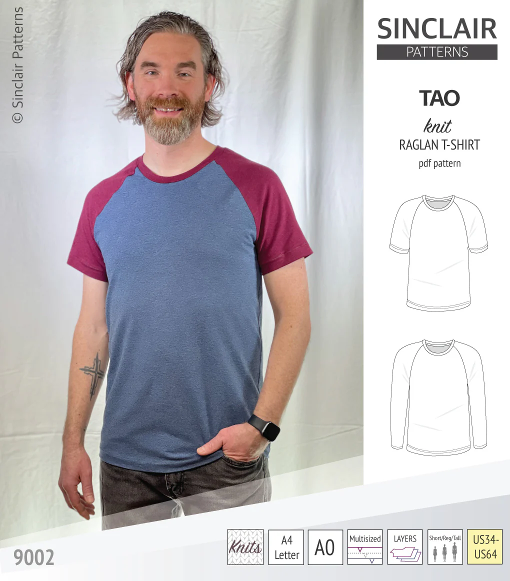 Tao semi fitted classic raglan t-shirt for men (PDF) - Image 3