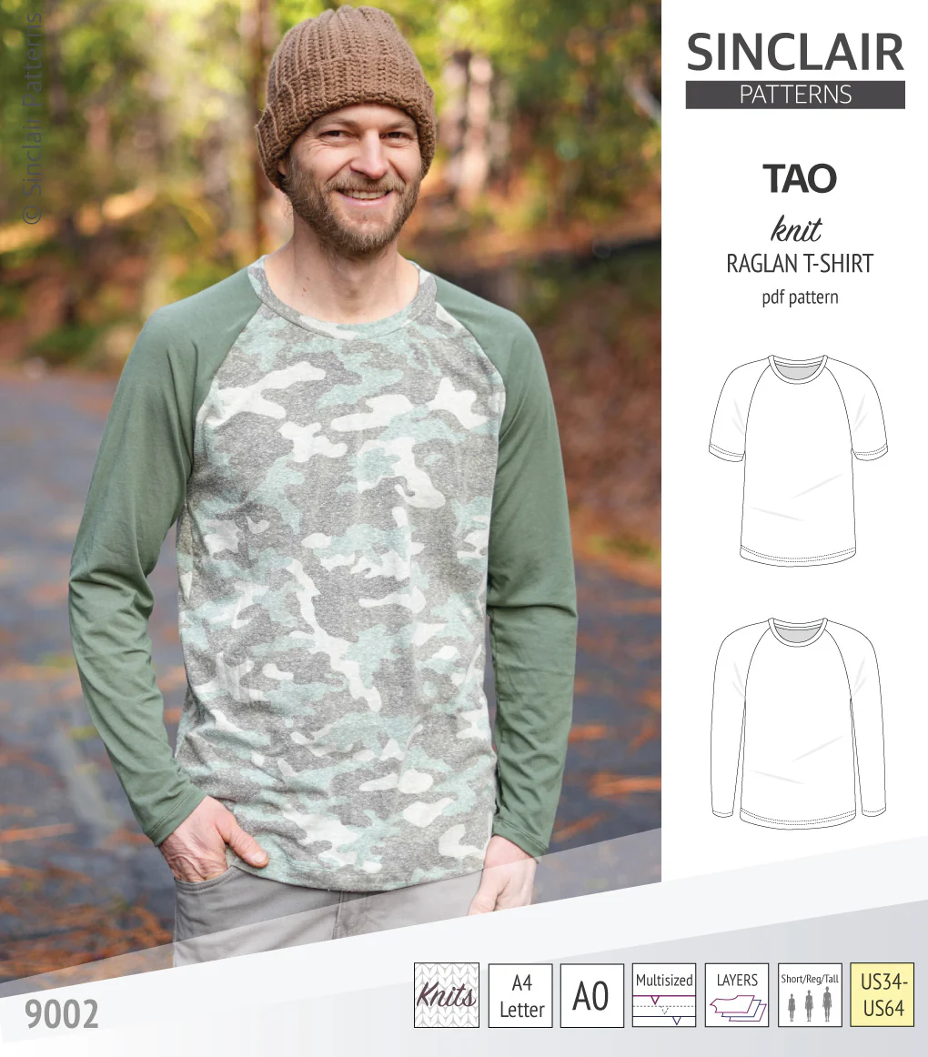 Tao semi fitted classic raglan t-shirt for men (PDF) - Image 4