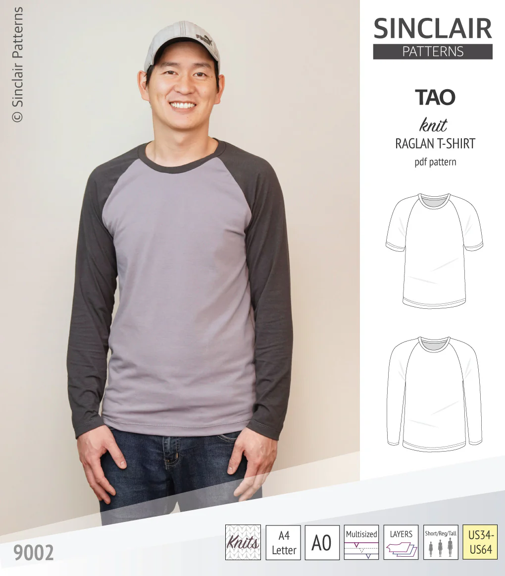 Tao semi fitted classic raglan t-shirt for men (PDF) - Image 5