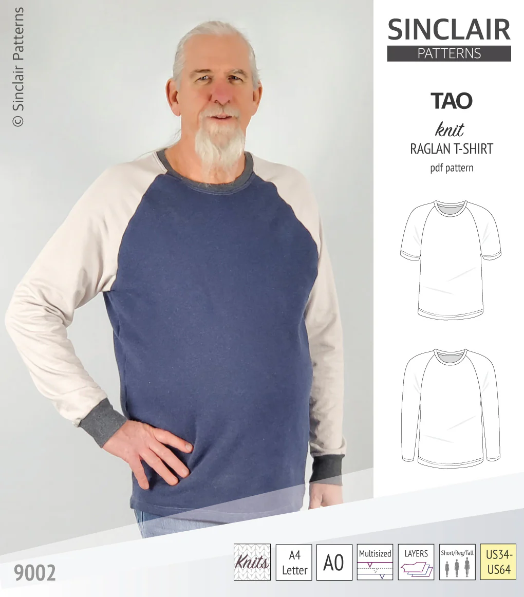 Tao semi fitted classic raglan t-shirt for men (PDF) - Image 7