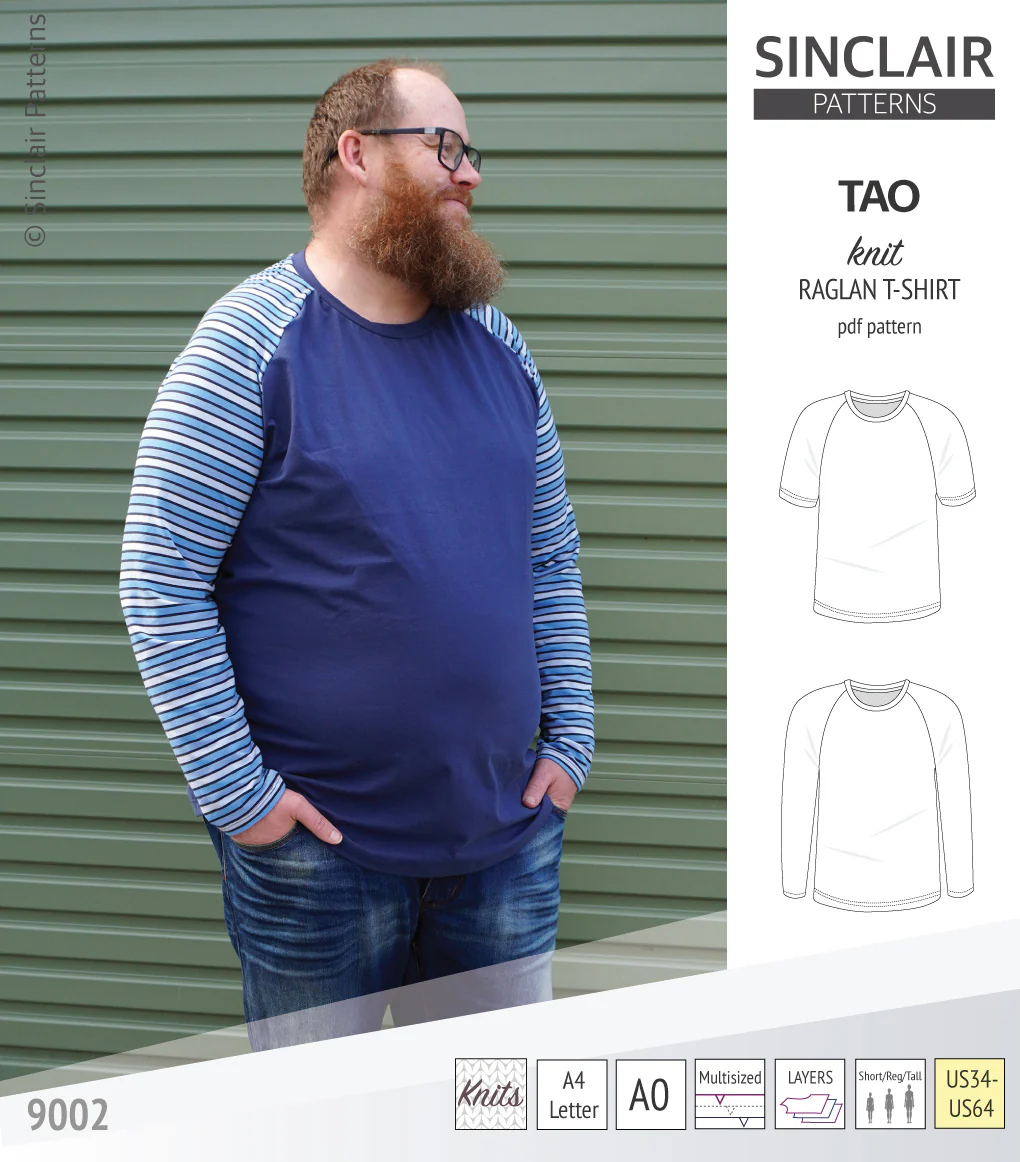 Tao semi fitted classic raglan t-shirt for men (PDF) - Image 9