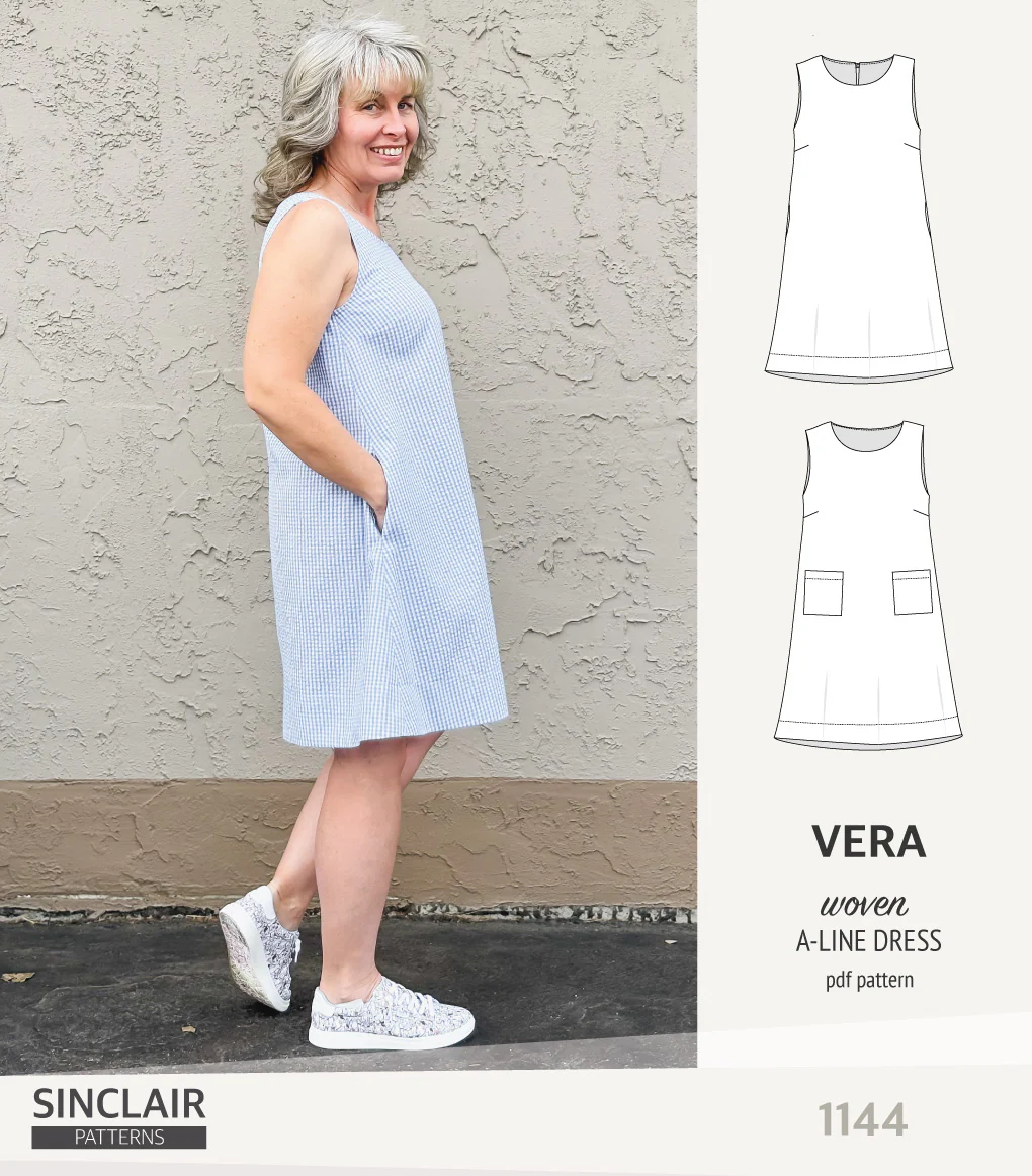 Vera A-line woven dress with pockets (PDF) - Image 16