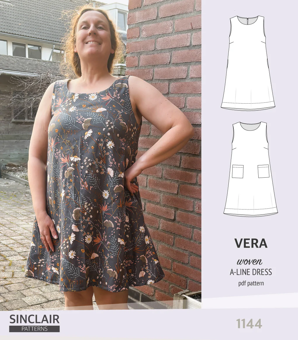 Vera A-line woven dress with pockets (PDF) - Image 28