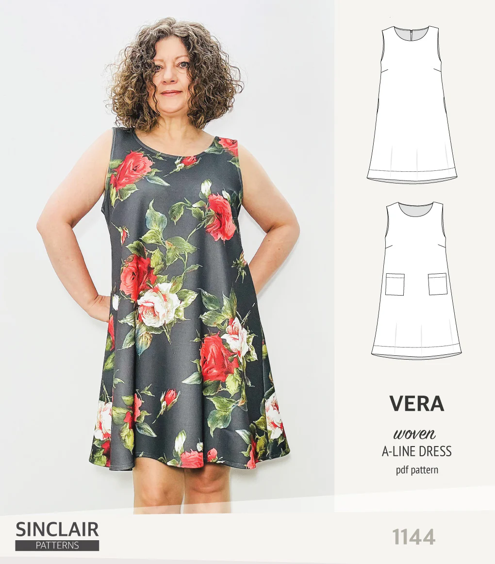 Vera A-line woven dress with pockets (PDF) - Image 35