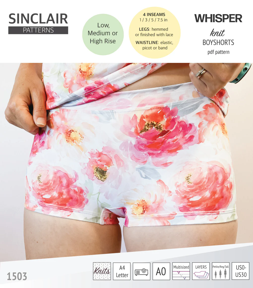 Whisper no front seam boyshorts with various inseams (PDF) - Image 2