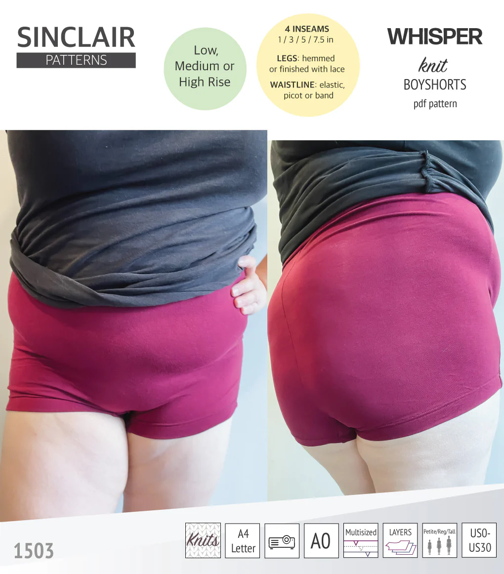 Whisper no front seam boyshorts with various inseams (PDF) - Image 28