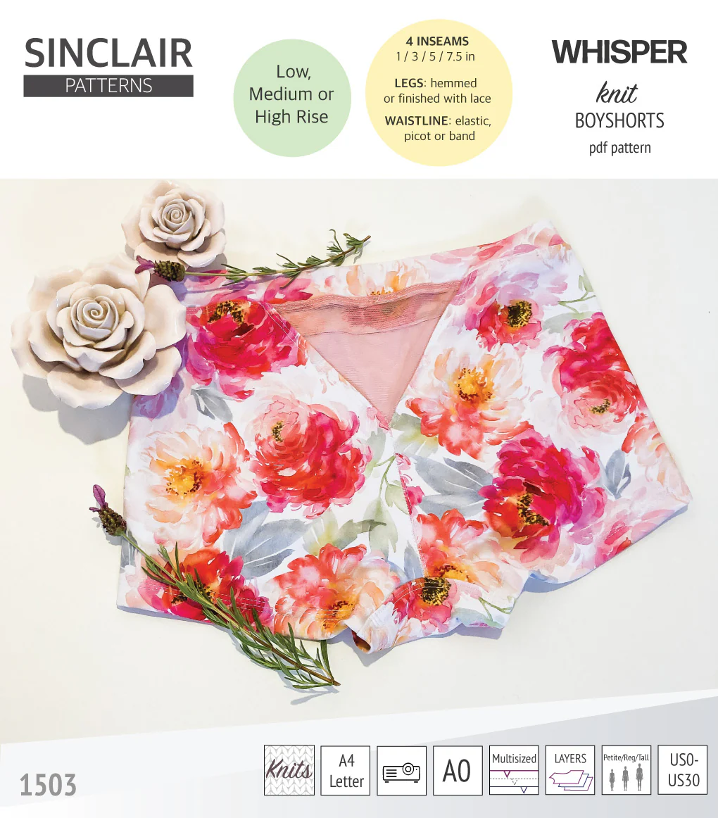 Whisper no front seam boyshorts with various inseams (PDF) - Image 3