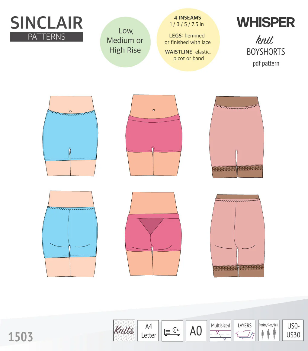 Whisper no front seam boyshorts with various inseams (PDF) - Image 33