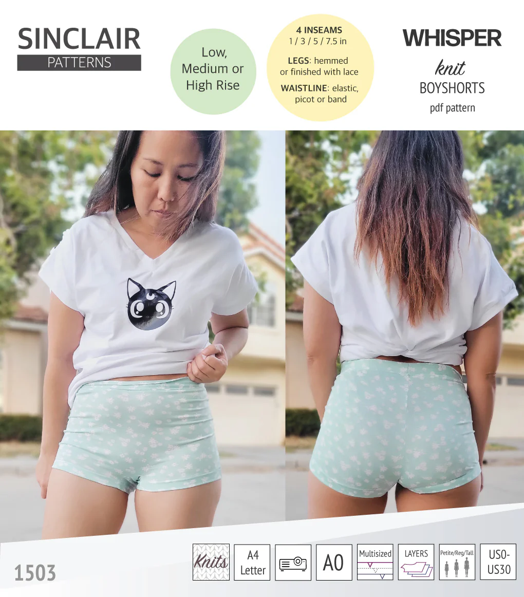 Whisper no front seam boyshorts with various inseams (PDF) - Image 4