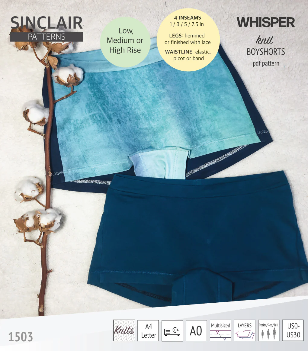 Whisper no front seam boyshorts with various inseams (PDF) - Image 5